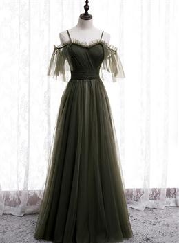 Picture of Lovely Simple Off Shoulder Straps Long Tulle Party Dress, Simple Formal Dresses Prom Dresses